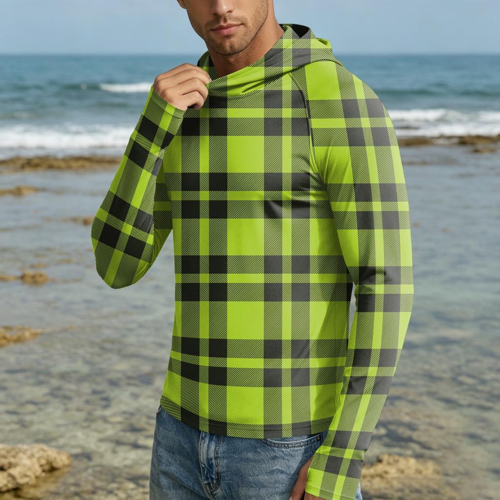 Herren UPF50+ Sonnenschutz-Kapuzenpullover Leichte Schnelltrocknende Langarm-Kapuzenjacke für Outdoor-Aktivitäten mit Atmungsaktivem Stoff und Bequemer Passform