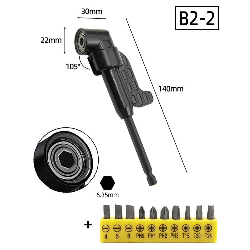 105 Degree Angle Socket Adapter 1/4 inch Extension Hex Drill Bit Adjustable Screwdriver Holder Slotted Phillips Power Hand Tools
