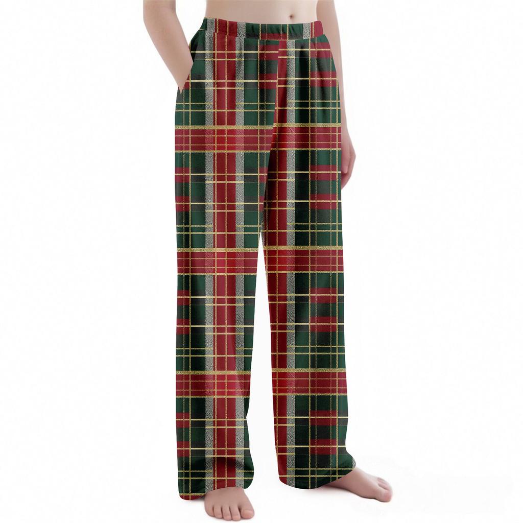 Kinder Weihnachten Karomuster Hose Plüsch Freizeithose