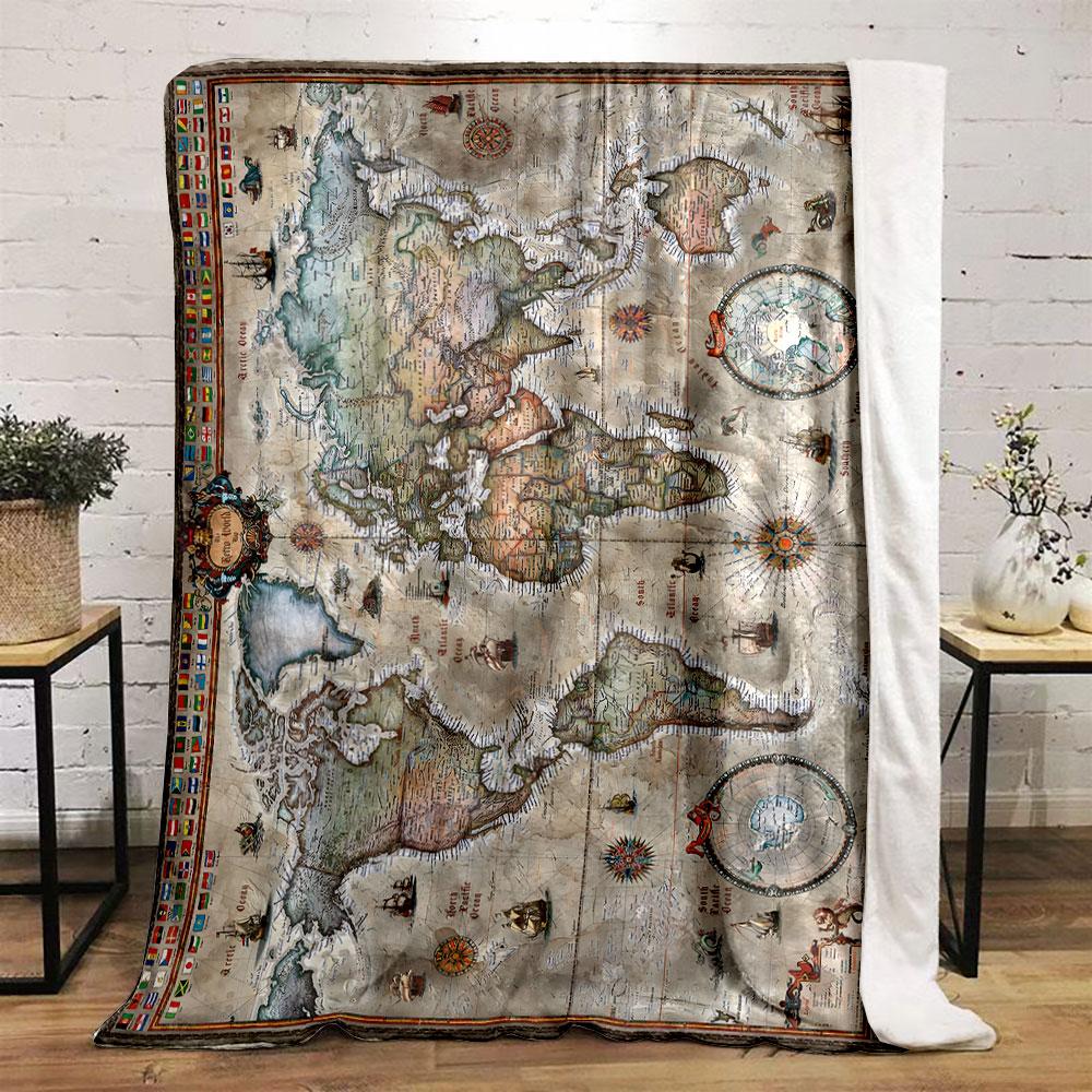 Vintage World Map Blanket print blanket soft and cozy perfect for the living room bed sofa or a nap,gift