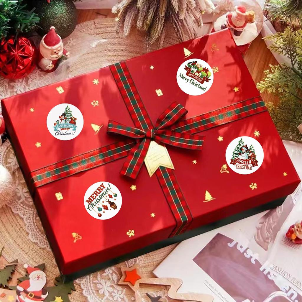 500Pcs Merry Christmas Stickers Cristmas Xmas Round Seal Labels Stickers For DIY Gifts Baking Package Envelope Stationery Decor