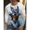 Fashion Animal Tiger Wolf Pattern 3D Printed Men's T-shirt Autumn New Men's Long Sleeves T-Shirt Casual Oversized Pullover  Tops