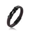 Bracelet New Men's Handwoven Engraved Twist Bracelet Black Leather Bracelet