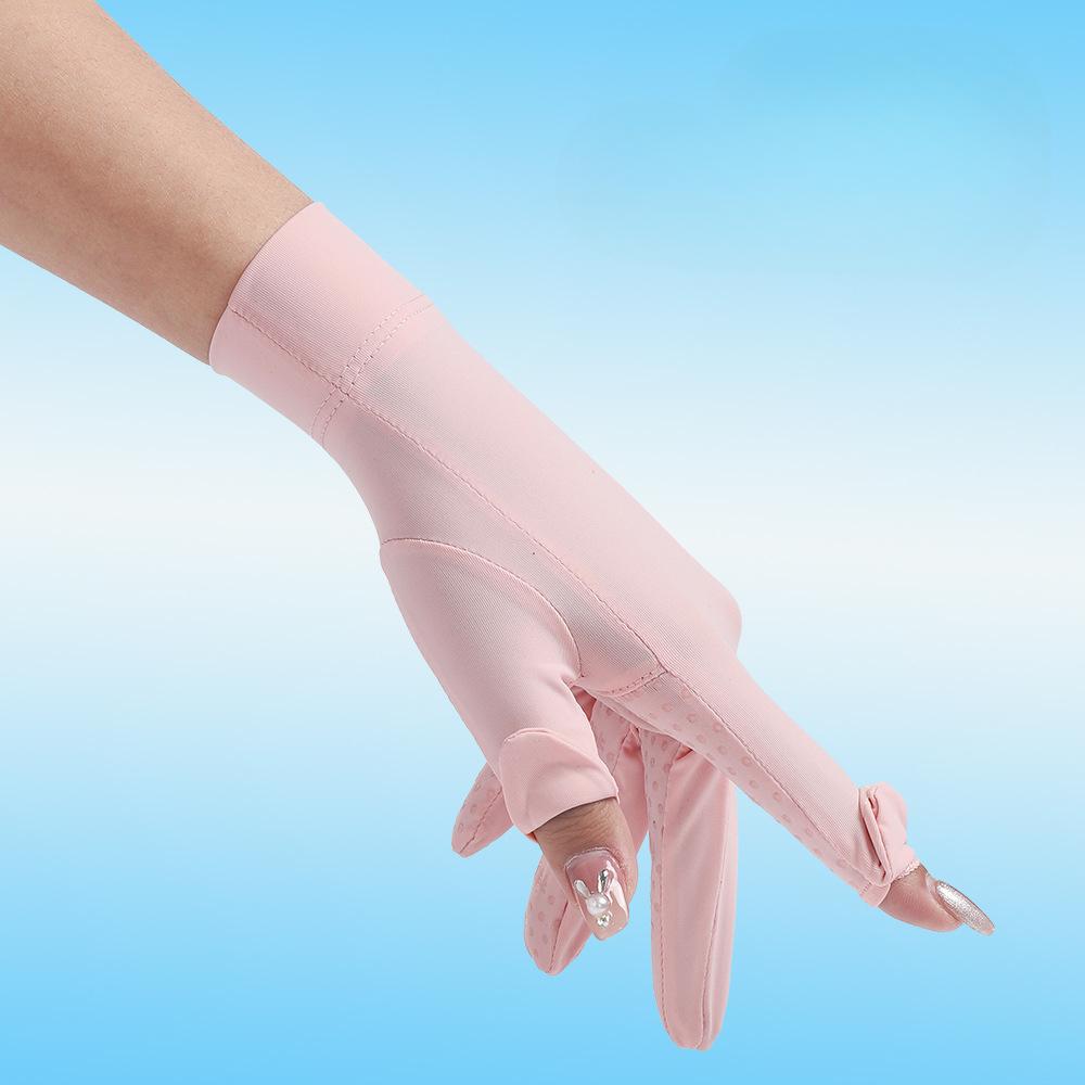 Summer Sun Protection Gloves for Women's Ice Silk Anti Ultraviolet Outdoor Thin Cycling Driving Anti Slip Short Touch Screen Gloves