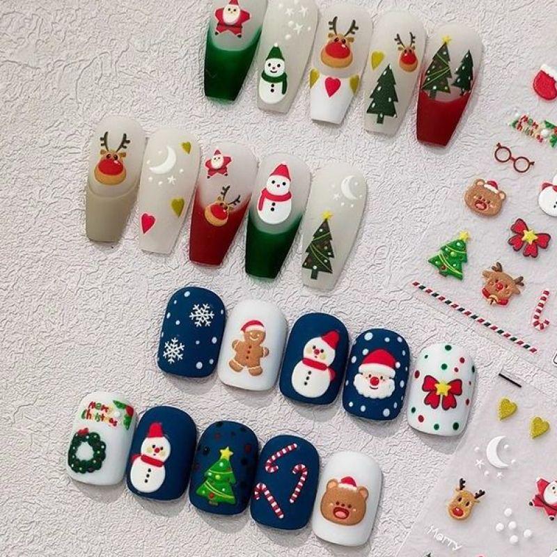 Cute Deer & Snowman Nail Art Stickers - Christmas Series Fashion Decor