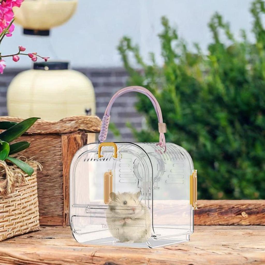 Hamster Travel Carrier Cage Small Animal Carrier Cage with Water Bottle Small Pet Outgoing Cage for Mice Squirrel Hedgehog