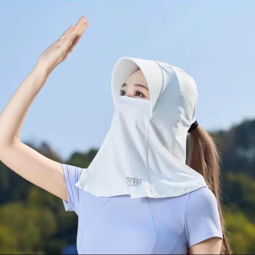 Dustproof Ice Silk Mask Solid Color UV Protection Veil Adjustable Sunscreen Face Cover  Outdoor