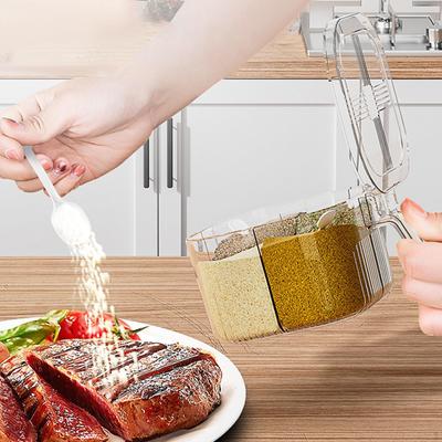 Gewürzbox mit Deckel 4 Fächer Gewürzglas Staubdichte Küchenkanister Aufbewahrungsbehälter für