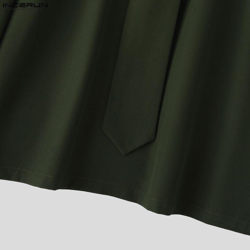 INCERUN Oversized Men Outfits Naval Collar Long Sleeve Shirts Long Pants Casual Two Pieces