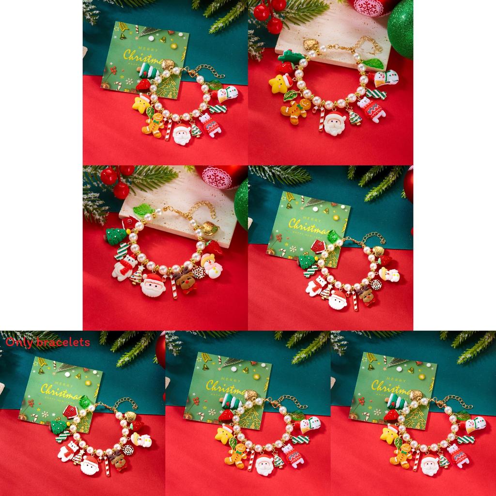 Bracelet Flocon de Neige Père Noël Perles Artificielles Pour Femmes et Hommes Cadeau