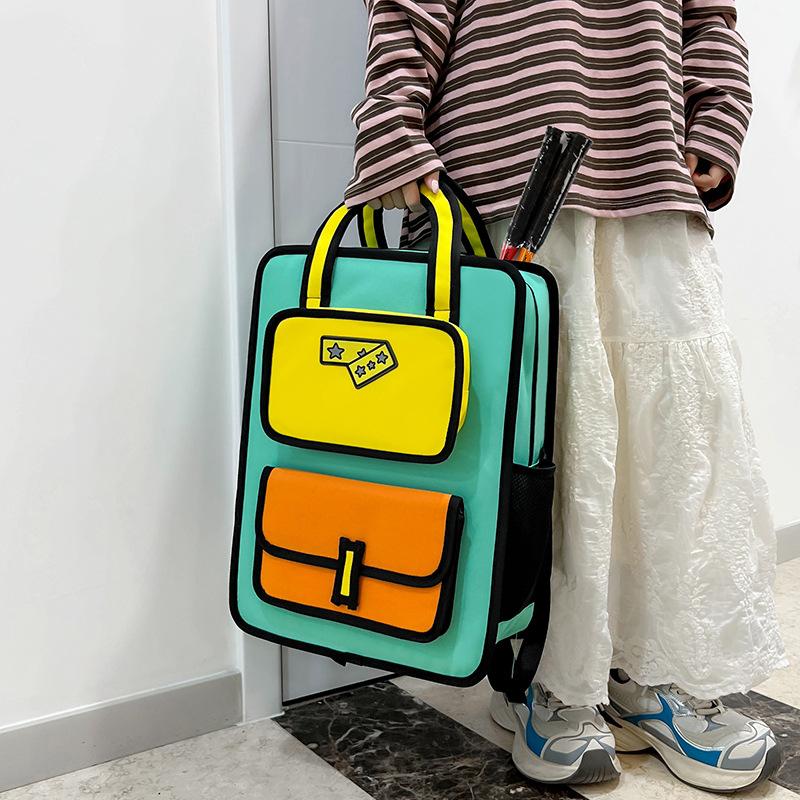 Schoolbag cartoon new two-dimensional backpack bag trendy pants fun student schoolbag large capacity versatile trend personalized backpack