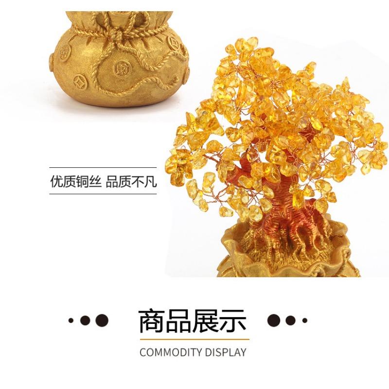 Crystal Tree Crystal Ornaments Money Bag Tree Home Craft Resin Money Bag Gift Wholesale Crystal Ornaments New Year Decoration