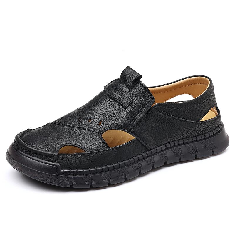 Fashion Handmade Summer Man Sandals Versatile Leather Beach Shoes Lightweight Mens Casual Shoes Outdoor Walking Sandals Outdoor Sandaly