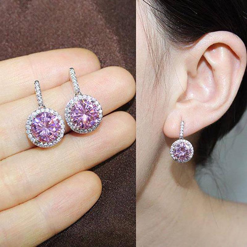 Cao Shi Luxury Round Zircon Pavé Earrings - Fashionable All-Match Jewelry for Ladies