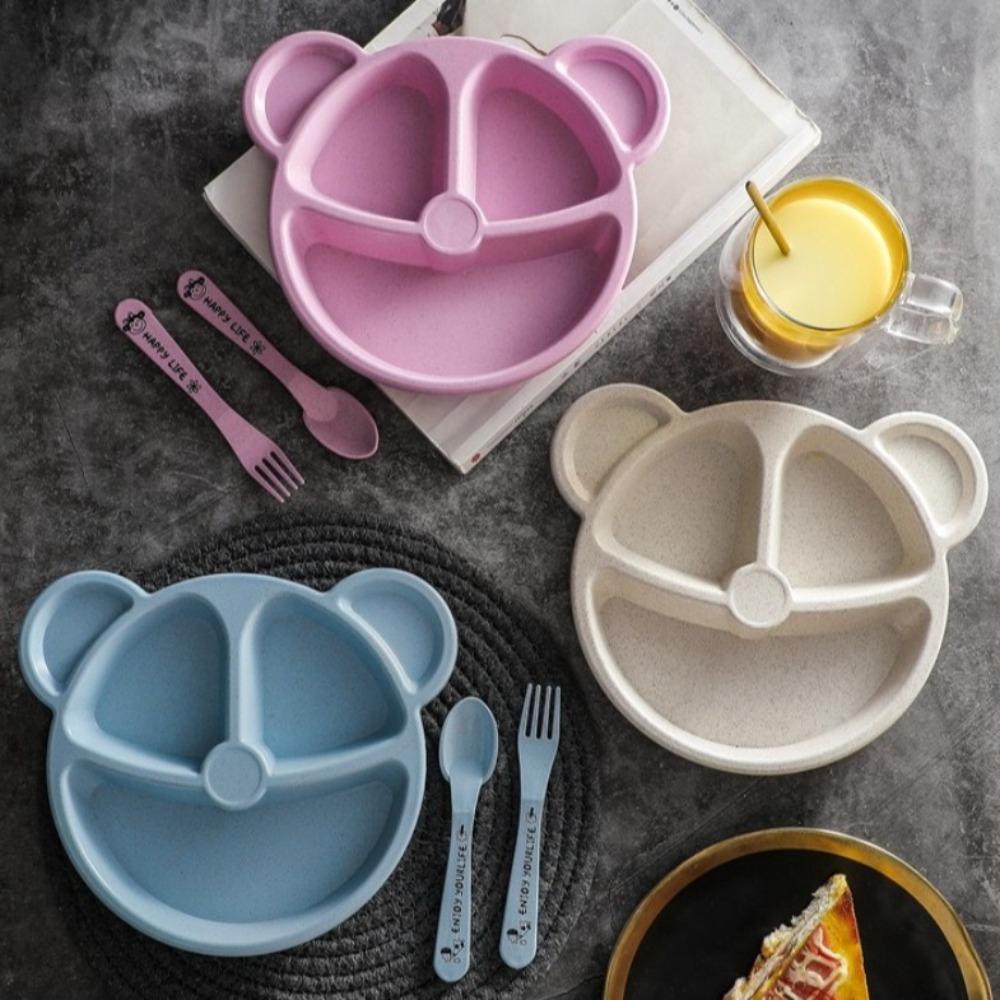 3pcs/set Bear Shape Kids Meal Set Divided Plate Children's Lunch Box Tableware Set  Toddlers