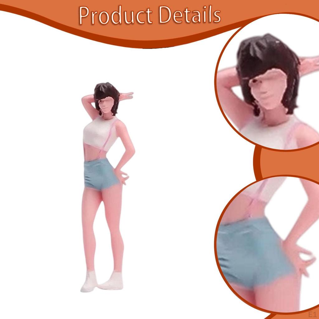 1/64 Female Figure People Layout Role Play Resin Mini Figurine Tiny Model for DIY