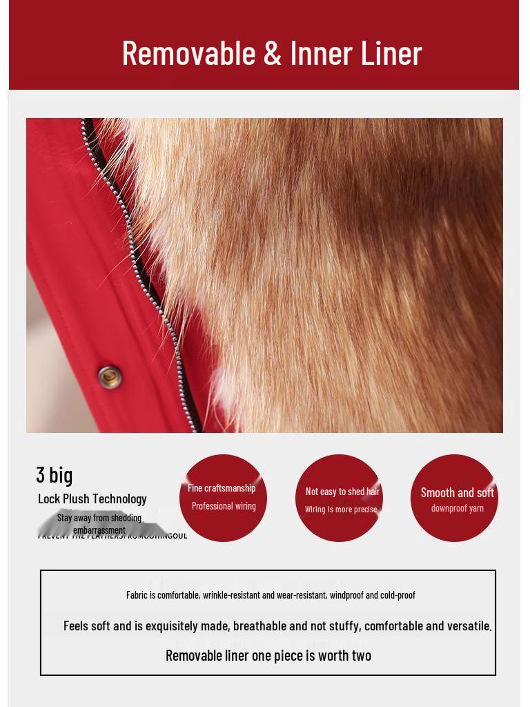 2024 Women's Eco-Friendly Leather Jacket with Detachable Fox Fur Lining