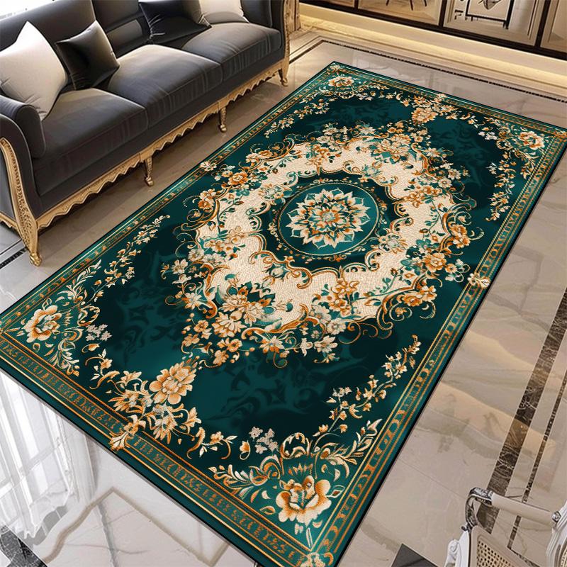 European Style Flower Pattern Carpet Living Room Retro Decoration Rugs for Bedroom Large Area Non-slip Mat Easy Clean Washable