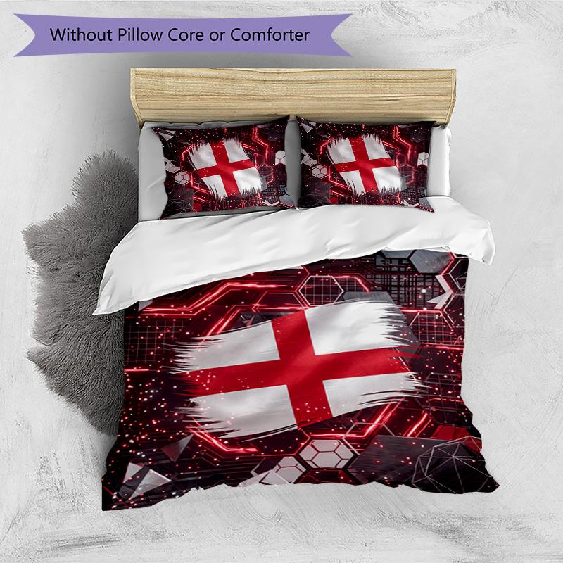 Set Biancheria da Letto Stampata Calcio Inghilterra 3 Pezzi Copriletto Traspirante Accogliente come Regalo per la Casa Nuova o per le Feste