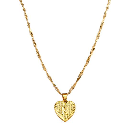 Pendant Necklace A-Z Initial Letter Heart Shape Jewelry Simple Bright Luster Necklace for Birthday