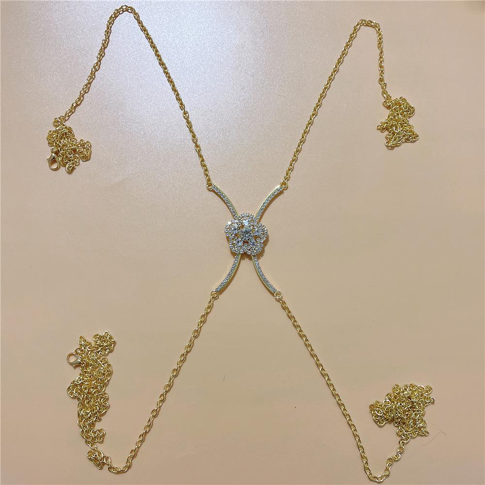

Beach Fashion Accessories, Simple Curved Full Diamond Chest Rest Nightclub Dance Sexy Bra Body Chain Accessories