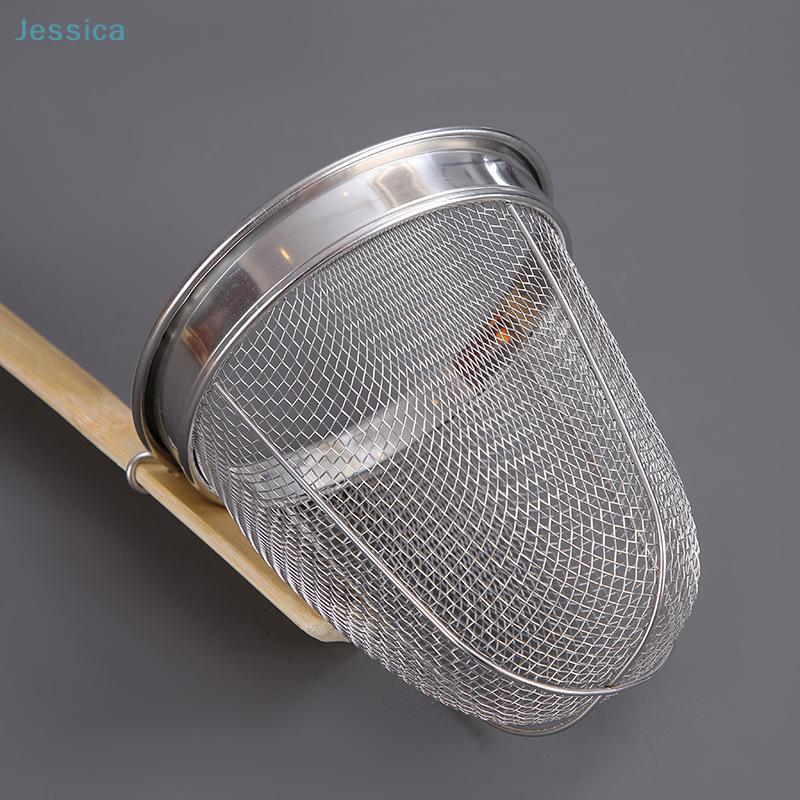Stainless Steel Strainer For Noodles Thickened Multifunctional Fine Mesh Sieve Spoon Bamboo Handle Noodle Dumplings Mesh Basket