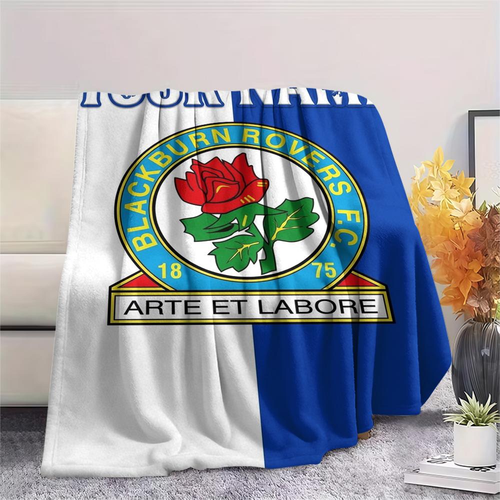1PC Custom Name Blackburn Rovers Patterned Flannel Blanket Suitable For All Seasons for Home Decor Warmth and Comfort Gifts Holiday Present