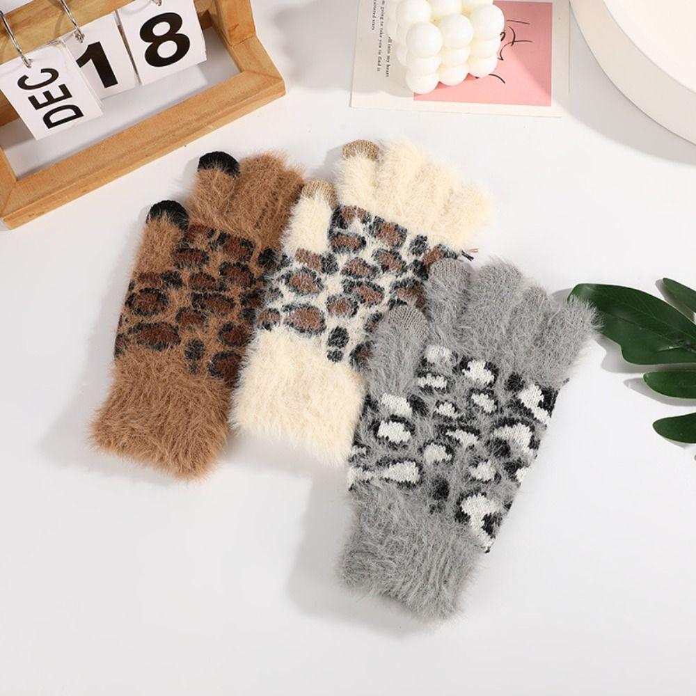 Touchscreen Warme Handschuhe Leopardenmuster Studentenhandschuhe Warme Skihandschuhe Outdoor Radfahren