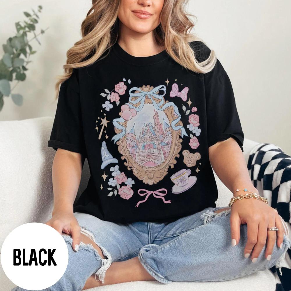 Coquette Bow Castle Shirt Magic Kingdom Girly Girl Trip Shirt Walt World land Birthday Girl Baby Tee S