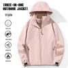 Couple's 3-in-1 Outdoor Jacket with Detachable Liner - Windproof, Water-Repellent, and Waterproof for Mountaineering