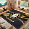 Pittsburgh Steelers Personalisiertes Kristall-Samt-Teppich, Benutzerdefinierter Name Text Weicher Anti-Rutsch-Teppich für Wohnzimmer Schlafzimmer