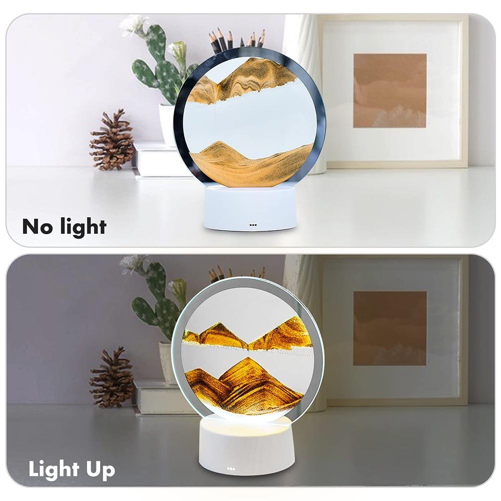 Lampe de Table Sable Mouvant Peinture Art du Sable Paysage en Verre