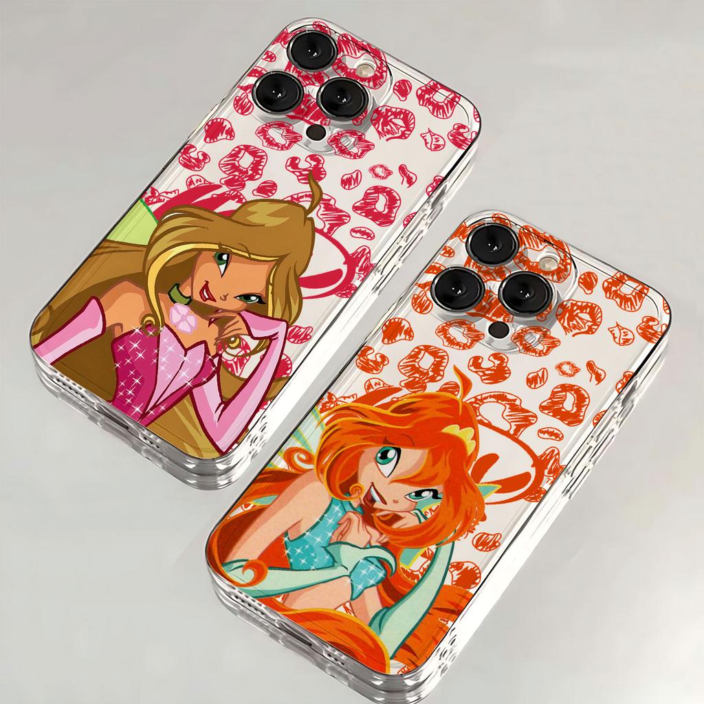 Modische und hübsche Winxs Clubs Handyhülle für iPhone 17, 16e, 16, 15, 14, 13, 12, 11, Mini, Pro Max, X, XR, XS Max, 8 Plus – Transparente Rückseite