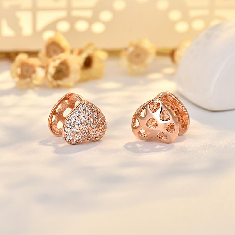 

Серьги в форме сердца с гальваническим покрытием, золотистым цирконием, застежкой-клипсой в форме звезды