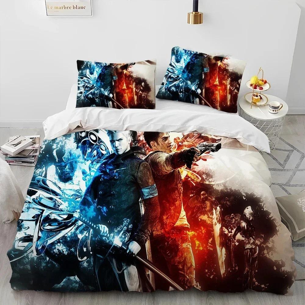 Game D-Devil May Cry DMC Gamer Bedding Set Duvet Cover Bed Set Quilt Cover Pillowcase Comforter King Queen Size Boys Adult