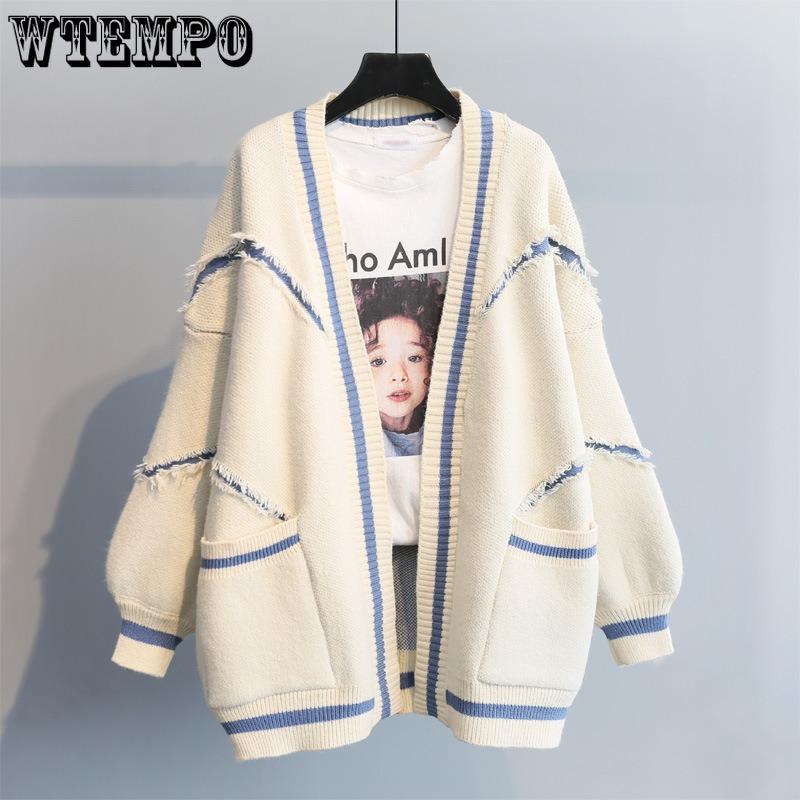 Medium Length Sweater Cardigan Autumn/Winter Coat Women's Loose Letter Thick Knitted Cardigan