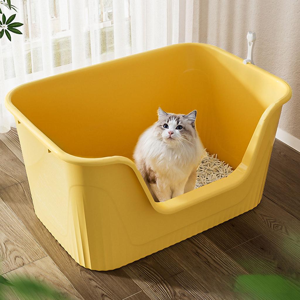 Large Cat Litter Box High Sides Anti Splashing Easy To Clean Simple Look Open Cat Litter Box for Large Cats