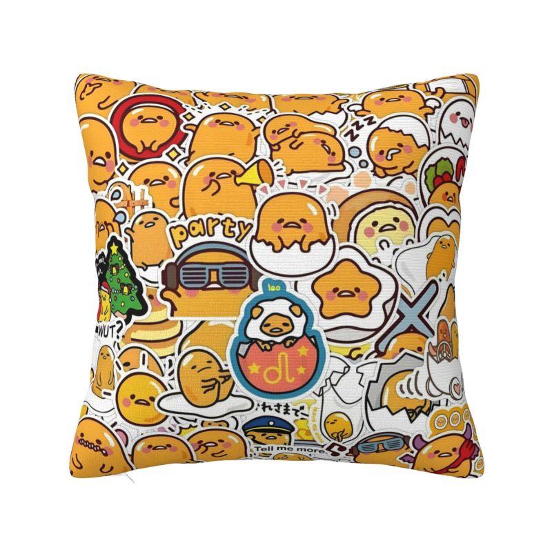 Aangepaste Anime Gudetama Cartoon Kussenhoes 40x40cm Zacht Luxe Sierkussen Woonkamer Decoratie