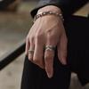 Adjustable Open Ring Men Women Vintage Crown Design Sterling Geometric Statement Jewelry