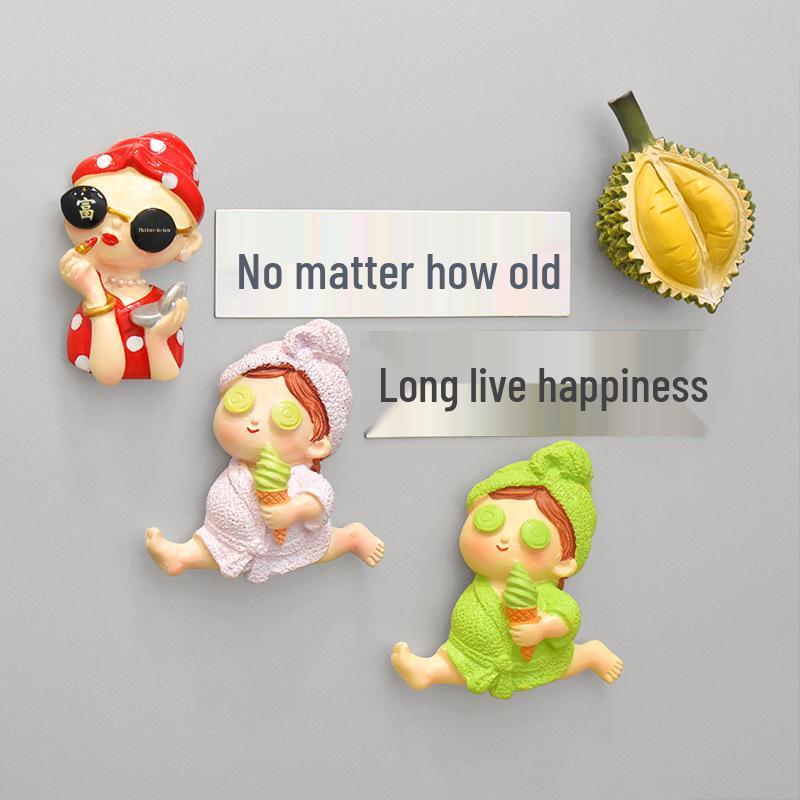 

Personalized 3D Cartoon Beauty Refrigerator Magnet - Cute and Creative Home Decor No Matter Age + Happiness Forever (2-piece Set)