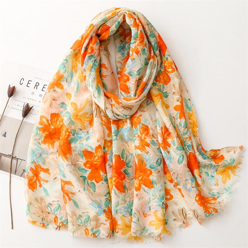 Women Fashion Bohemian Floral Patchwork Tassel Viscose Shawl Scarf Lady Print Soft Wrap Neck Snood Bufanda Muslim Hijab 180*90cm