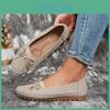 Stitching Solid Color Bow Womens Flat Loafers