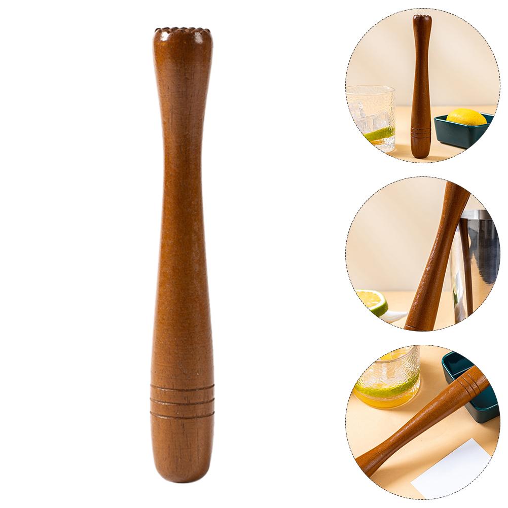 

Juice Press Hammer Wooden Muddler Bar Mojito Cocktail Garlic Grinding Rod Crusher Multipurpose Graters коричневый