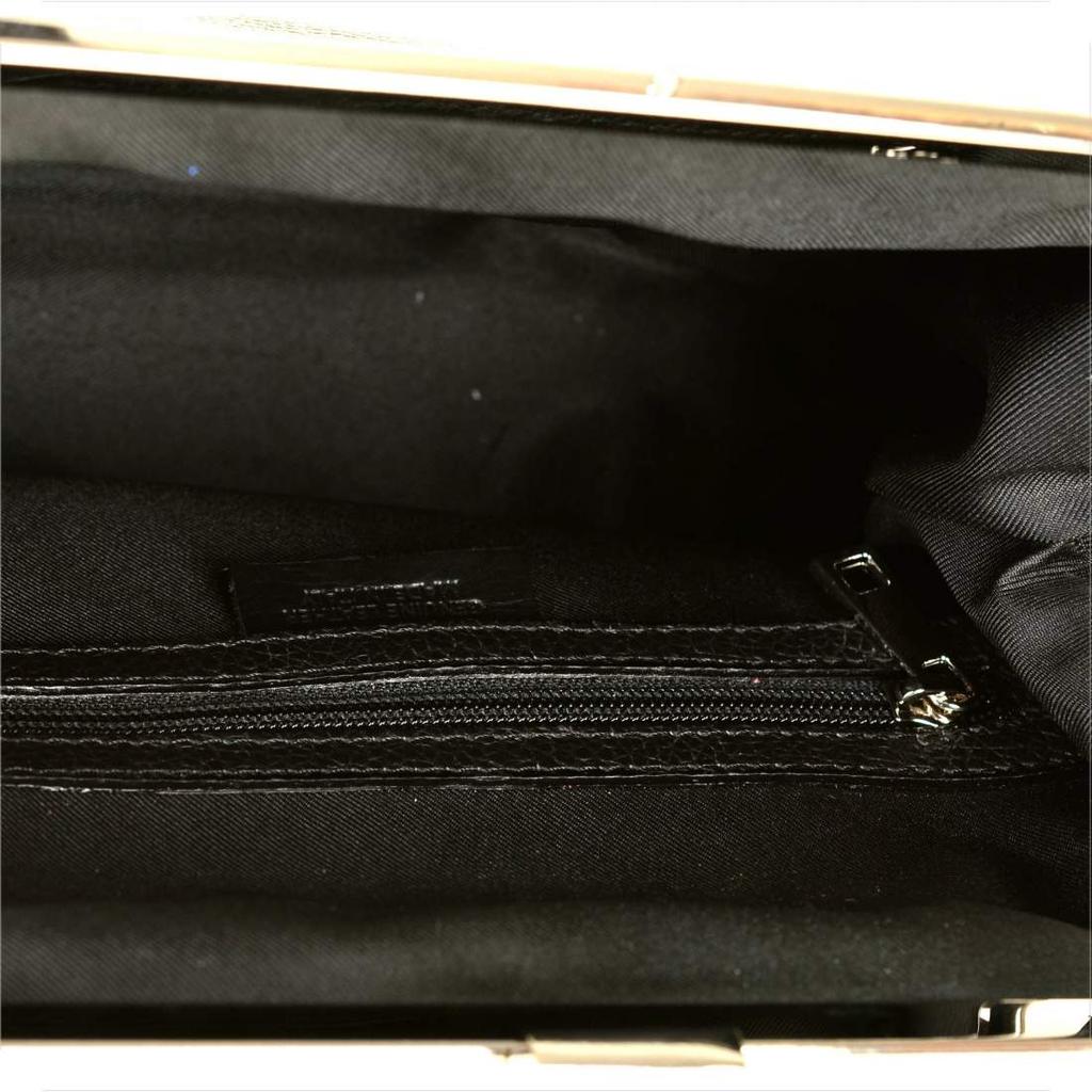 Women's Handbag, Black Genuine Leather, with Clasp