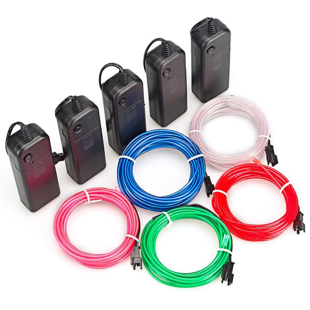 Cuttable Glowing Rope Lights Flexible Glow EL Wire Cable Neon Light Wire Noise Reduction with Battery Pack Enduring