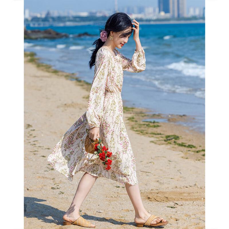 DME Women s Floral Chiffon Round Neck Midi Dress L