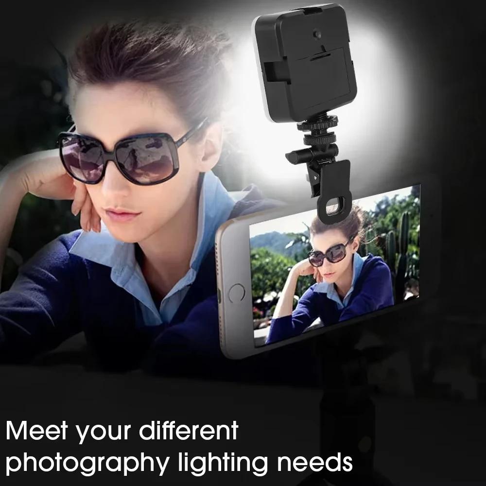 Mini LED Selfie Light Rechargeable Clip-on Fill Light 180° Adjustable for Mobile Phone Computer Video Call Makeup Photo Lighting