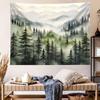 TUGCAY Misty Mountain Forest Tapestry, Green Nature Foggy Watercolor Tree Tapestries Landscape Scenery Tapestry Wall Hanging for Bedroom Living Room