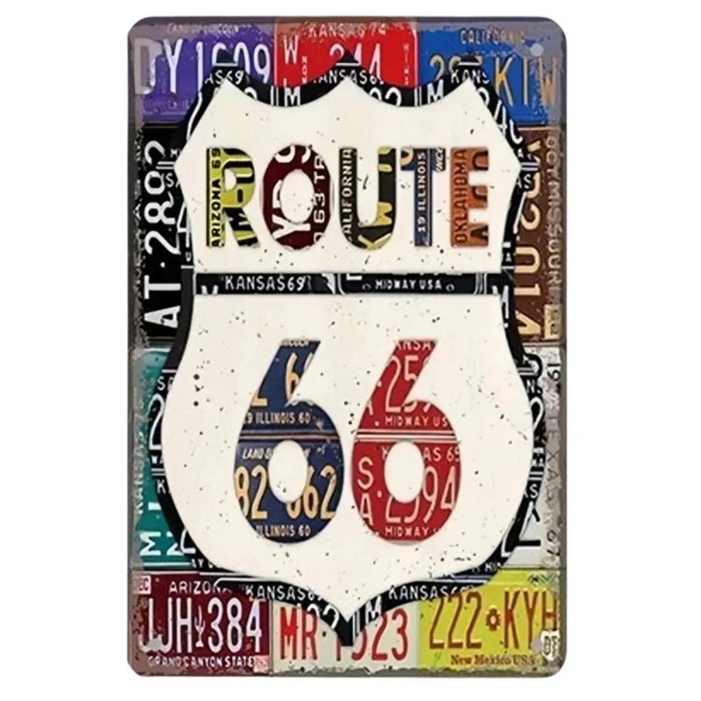 Vintage USA Route Metal Tin Signs Wall Art Posters Aluminum Plaque Sign for Garage Cafe Living Room Club Bar Decoration