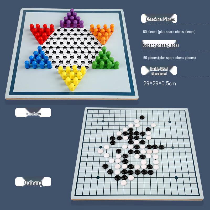 Brangdy 2-in-1 Checkers & Five-in-a-Row Game Set